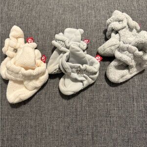 Zutano Baby Booties Set 3mo - Cream and Gray